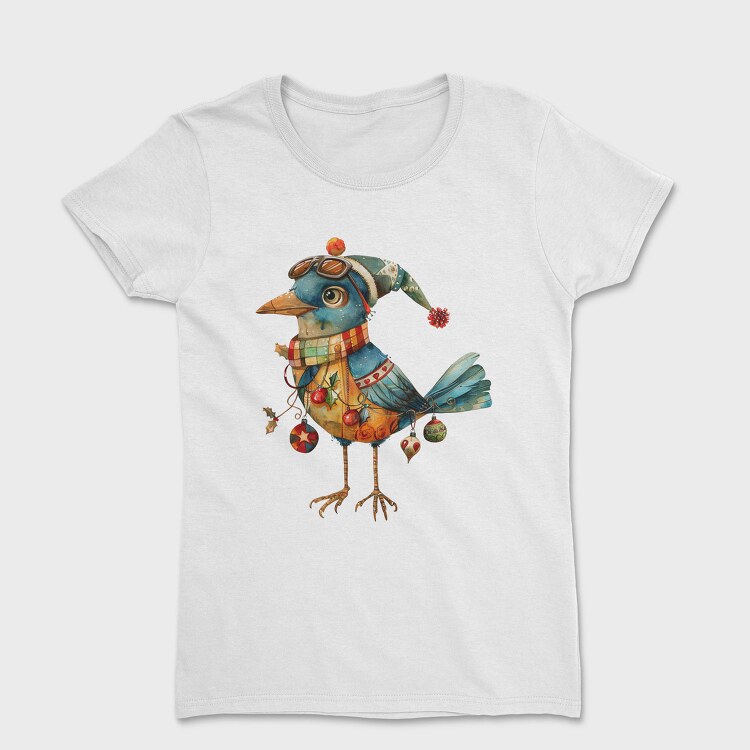 Quirky Christmas Bird, Tricou Femei
