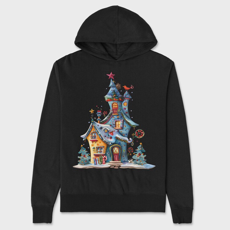 Quirky Christmas House, Hanorac Oversize Barbati (Unisex)