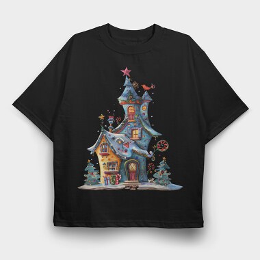 Quirky Christmas House, Tricou Oversize Barbati (Unisex)