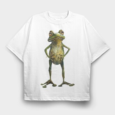 Quirky Frog Standing, Tricou Oversize Barbati (Unisex)