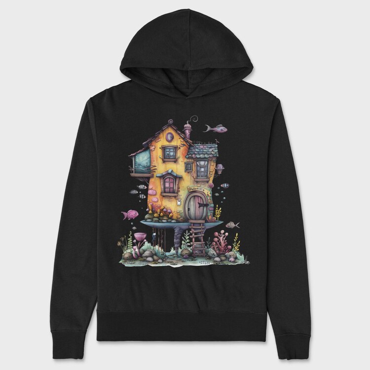 Quirky Sea House, Hanorac Oversize Barbati (Unisex)