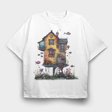 Quirky Sea House, Tricou Oversize Barbati (Unisex)