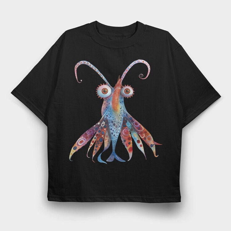 Quirky Sea Monster Tail, Tricou Oversize Barbati (Unisex)