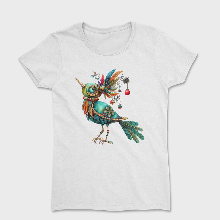 Quirky Whimsical Bird, Tricou Femei