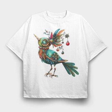 Quirky Whimsical Bird, Tricou Oversize Barbati (Unisex)