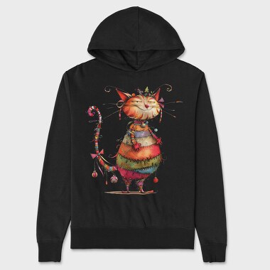 Quirky Whimsical Cat, Hanorac Oversize Barbati (Unisex)
