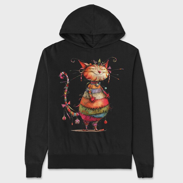 Quirky Whimsical Cat, Hanorac Oversize Barbati (Unisex)
