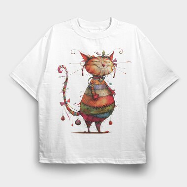Quirky Whimsical Cat, Tricou Oversize Barbati (Unisex)