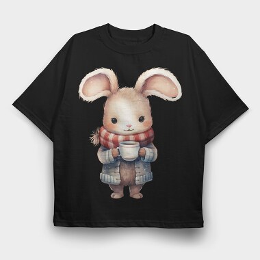 Rabbit Coffee Sweater, Tricou Oversize Barbati (Unisex)