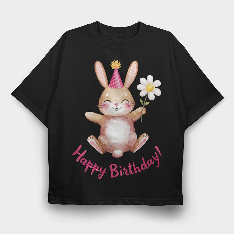 Rabbit Party Hat, Tricou Oversize Barbati (Unisex)