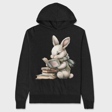 Rabbit Reading Book, Hanorac Oversize Barbati (Unisex)