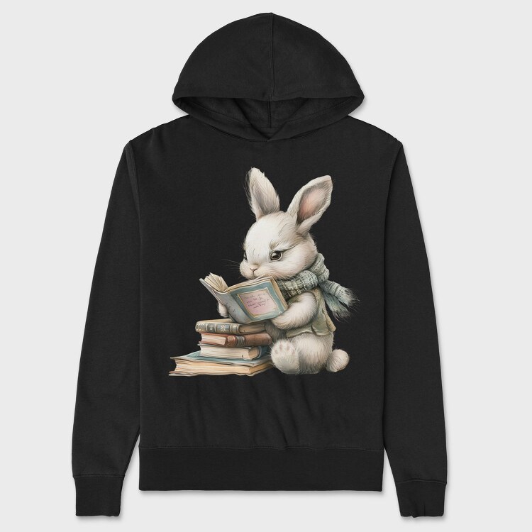Rabbit Reading Book, Hanorac Oversize Barbati (Unisex)