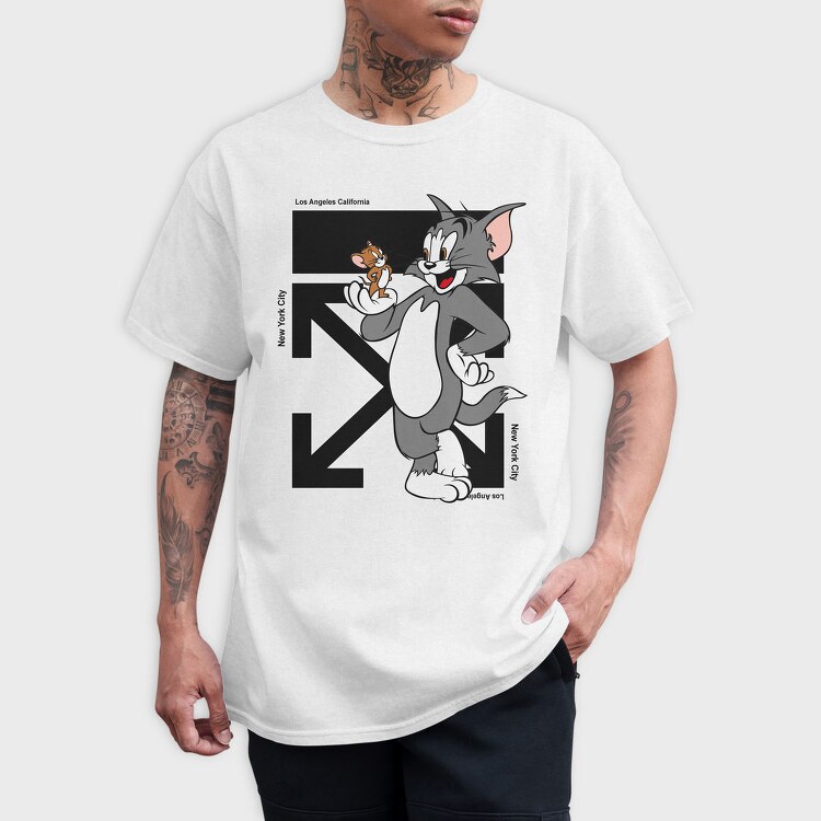 Tom And Jerry City Trip Los Angeles New York, Tricou Barbati (Unisex)