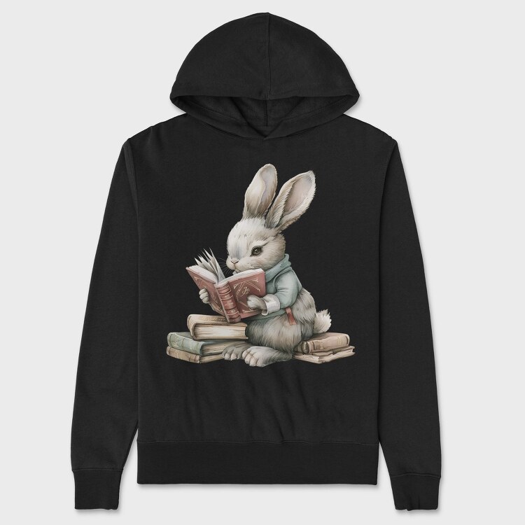 Rabbit Reading Books, Hanorac Oversize Barbati (Unisex)