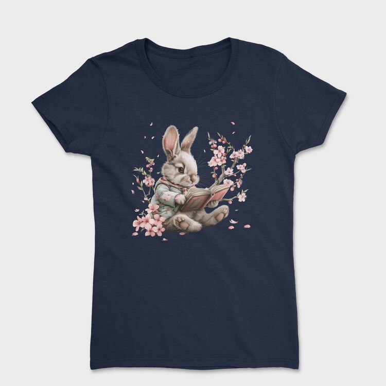 Rabbit Reading Cherry Blossom, Tricou Femei
