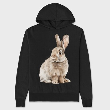 Rabbit Sitting Beige, Hanorac Oversize Barbati (Unisex)