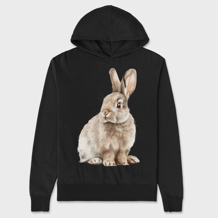 Rabbit Sitting Beige, Hanorac Oversize Barbati (Unisex)