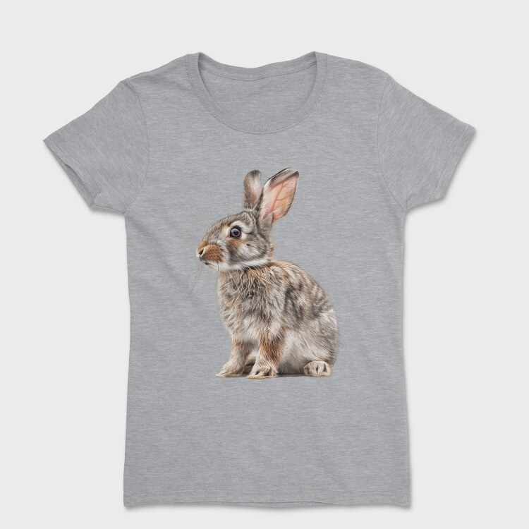 Rabbit Sitting Grey, Tricou Femei
