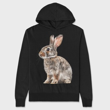 Rabbit Sitting Grey, Hanorac Oversize Barbati (Unisex)