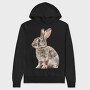 Rabbit Sitting Grey, Hanorac Oversize Barbati (Unisex)