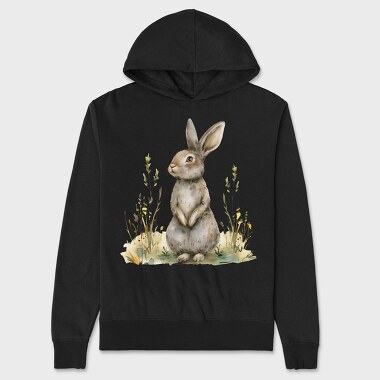 Rabbit Sitting In Grass, Hanorac Oversize Barbati (Unisex)