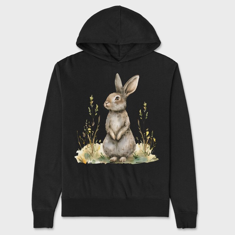 Rabbit Sitting In Grass, Hanorac Oversize Barbati (Unisex)