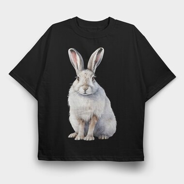 Rabbit Sitting Pose, Tricou Oversize Barbati (Unisex)