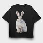 Rabbit Sitting Pose, Tricou Oversize Barbati (Unisex)