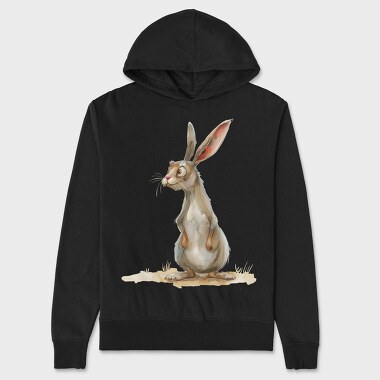 Rabbit Sitting Wise, Hanorac Oversize Barbati (Unisex)