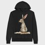 Rabbit Sitting Wise, Hanorac Oversize Barbati (Unisex)