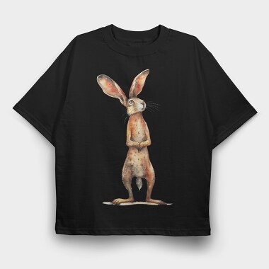 Rabbit Standing Wise, Tricou Oversize Barbati (Unisex)