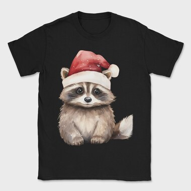 Raccoon Christmas Hat, Tricou Barbati (Unisex)