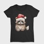 Raccoon Christmas Hat, Tricou Femei