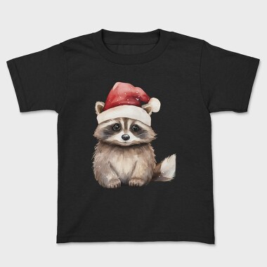 Raccoon Christmas Hat, Tricou Copii