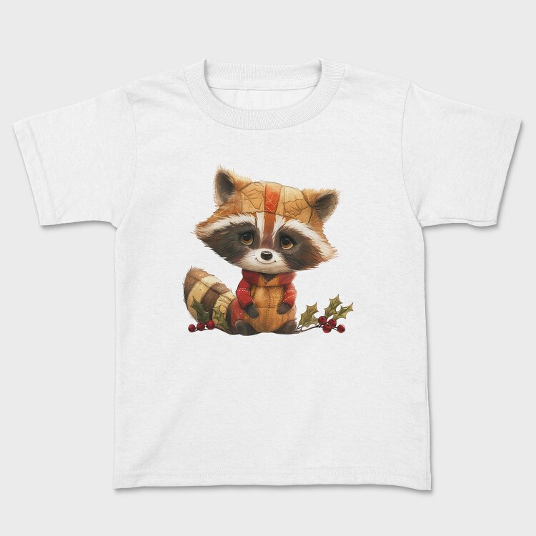Raccoon Christmas Patchwork, Tricou Copii