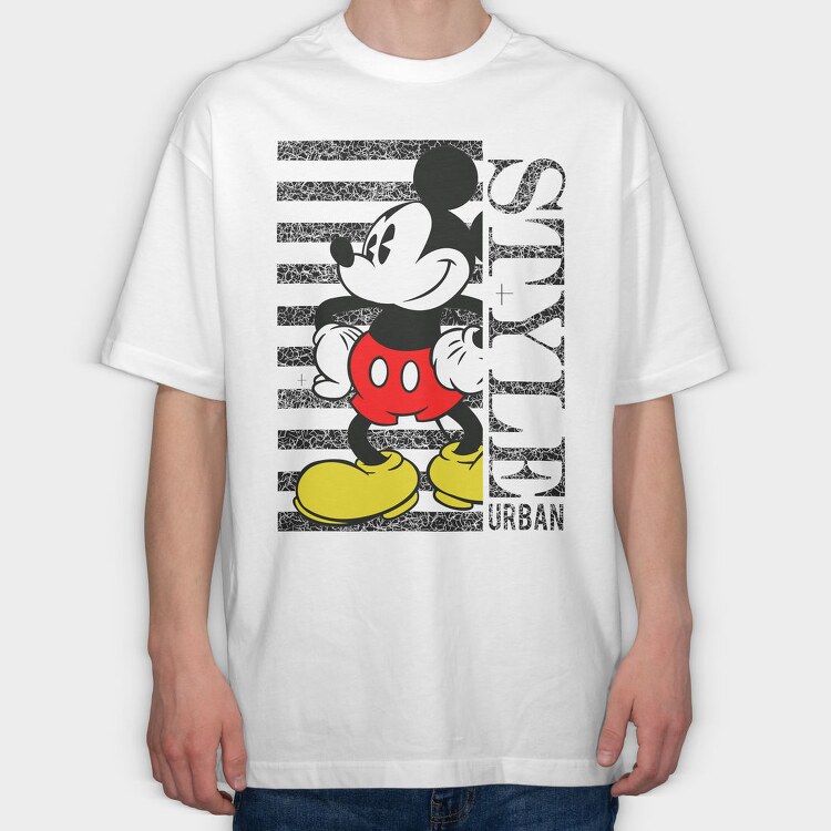 Mickey Mouse Urban Pattern, Tricou Oversize Barbati (Unisex)