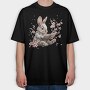 Rabbit Reading Cherry Blossom, Tricou Oversize Barbati (Unisex)