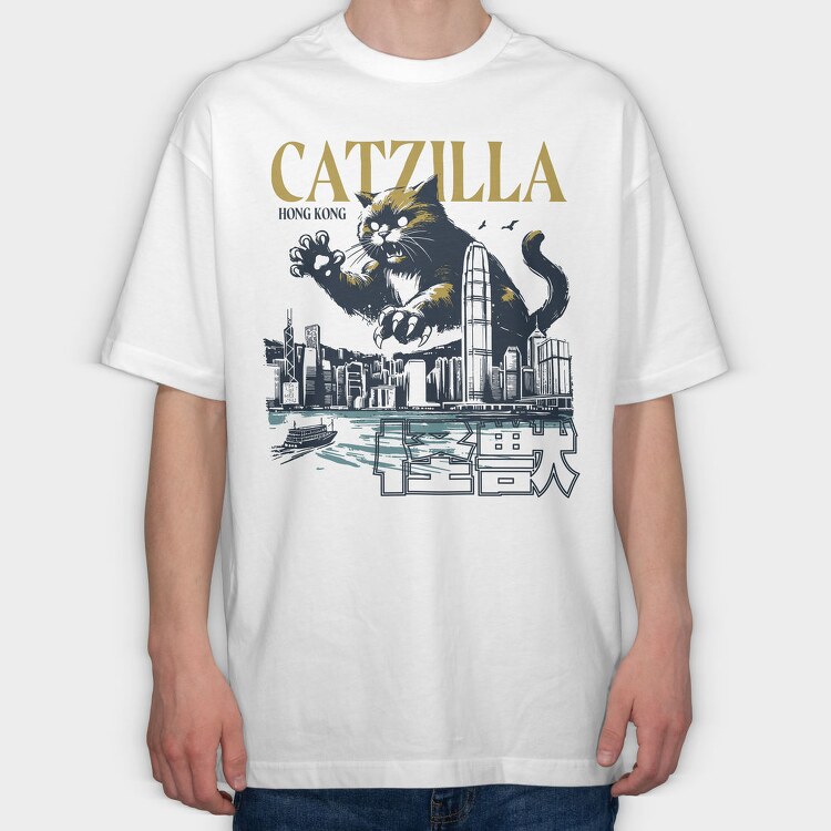 Catzilla Monster, Tricou Oversize Barbati (Unisex)