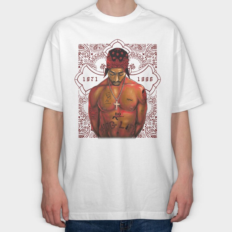 Tupac Tribute Paisley Tattoo 1971 1996, Tricou Oversize Barbati (Unisex)