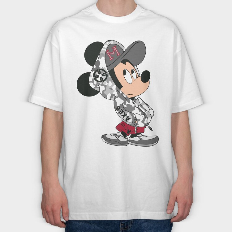 Mickey Mouse Camo Style Urban Art 99, Tricou Oversize Barbati (Unisex)