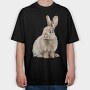 Rabbit Sitting Beige, Tricou Oversize Barbati (Unisex)