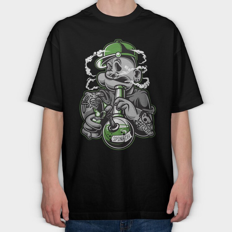 Spinach Monster Smoke Urban Art, Tricou Oversize Barbati (Unisex)