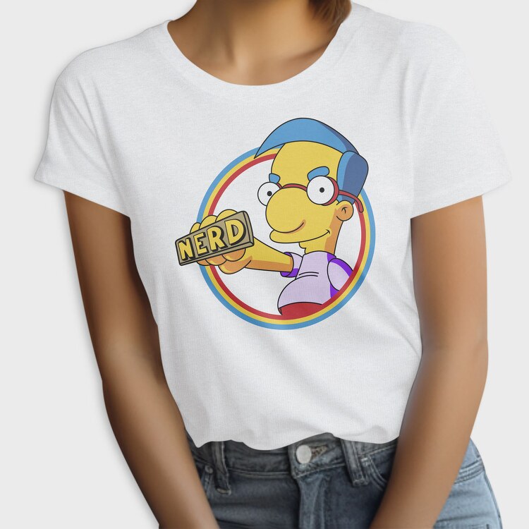 Nerd Simpson Headphones Nerd Tag, Tricou Femei
