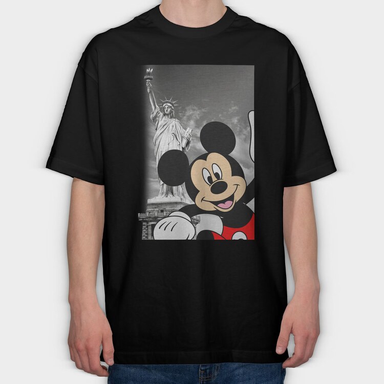 Statue Of Liberty Mickey Mouse New York, Tricou Oversize Barbati (Unisex)