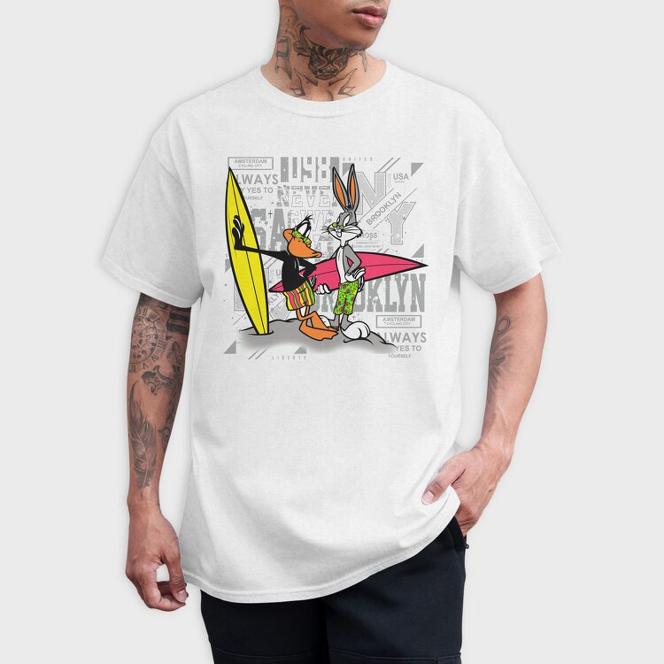Sylvester Tweety Surfing Brooklyn Urban Art 99, Tricou Barbati (Unisex)