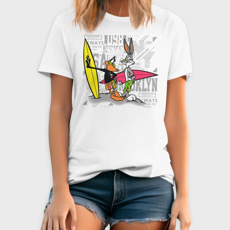 Sylvester Tweety Surfing Brooklyn Urban Art 99, Tricou Barbati (Unisex)