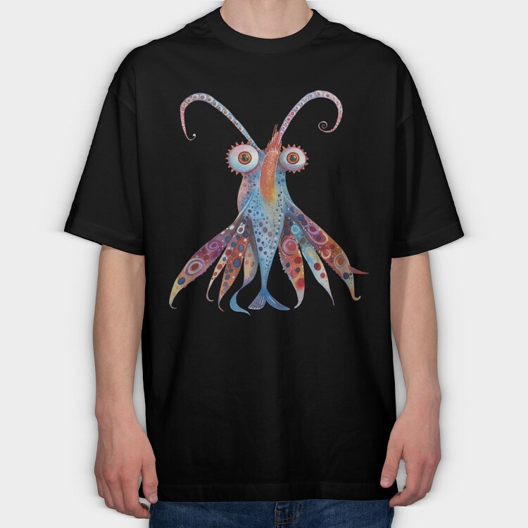 Quirky Sea Monster Tail, Tricou Oversize Barbati (Unisex)