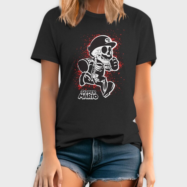 Super Mario Skeleton Blood Splatter, Tricou Barbati (Unisex)