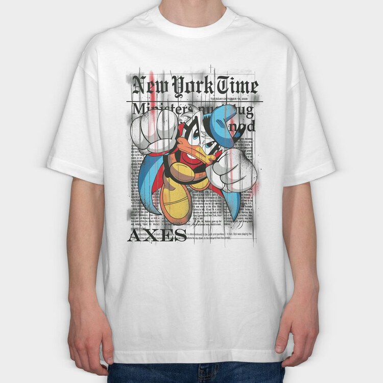 New York Time Donald Duck Urban Art, Tricou Oversize Barbati (Unisex)