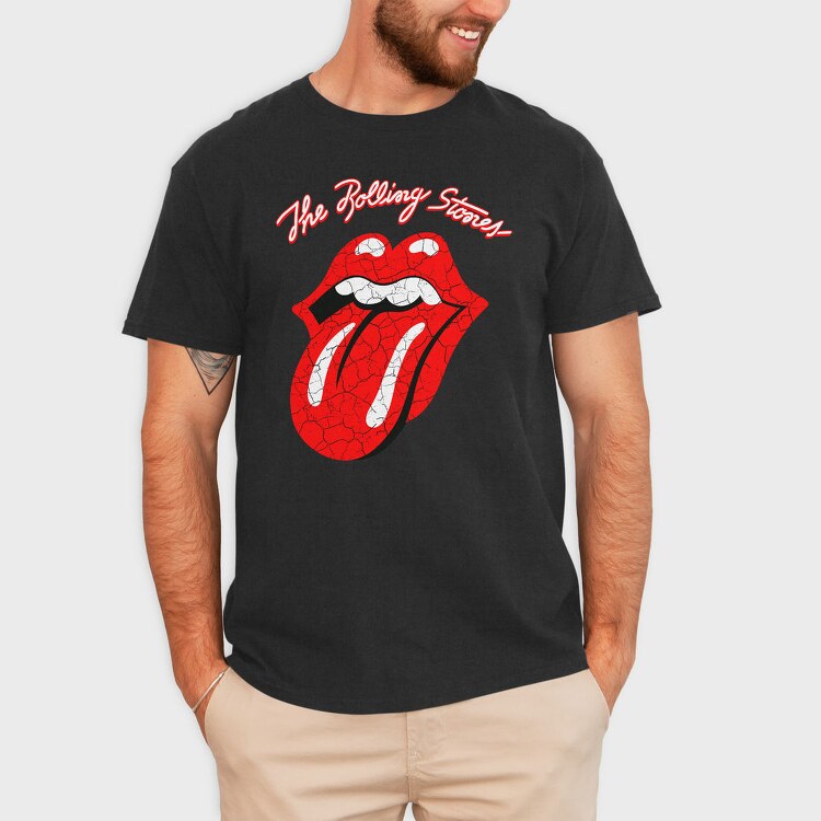 Rolling Stones Lips Red Crack Rock Ribbons, Tricou Barbati (Unisex)